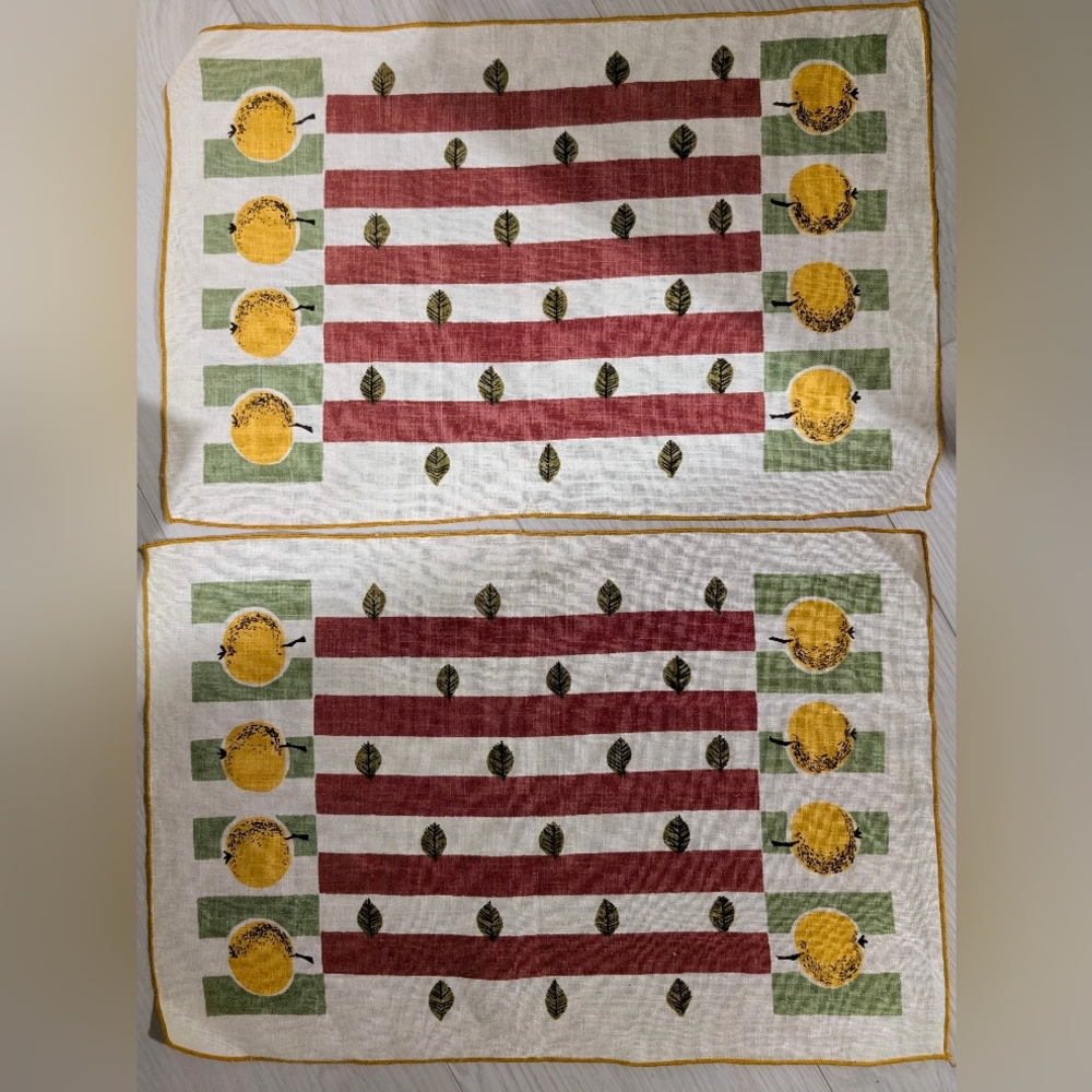 Vintage 1960s Swedish Scandi Linen/Cotton Placemats Marianne Westman Style EUC